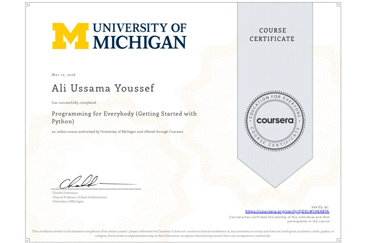 Programming for Everybody course certificate